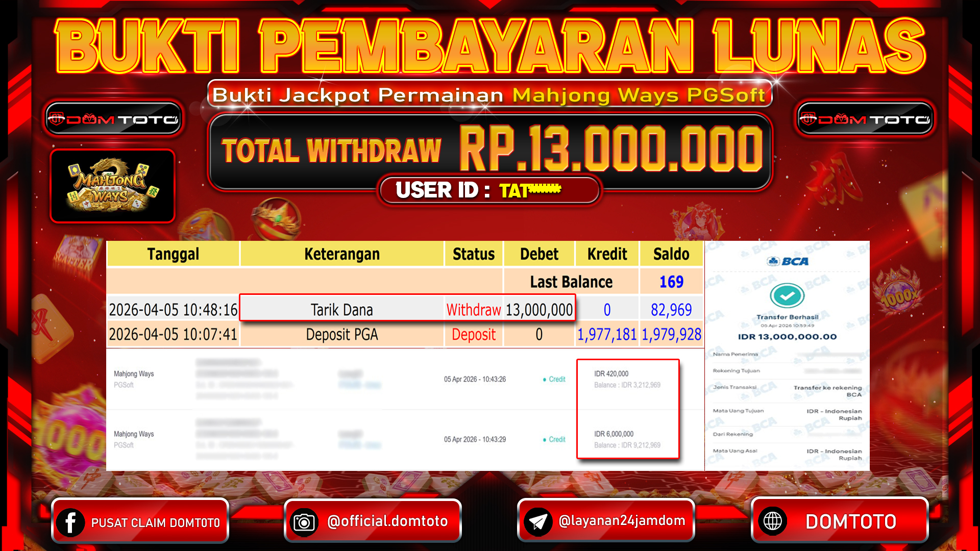 JACKPOT SLOT Mahjong Ways PGSoft 05 APRIL 2026